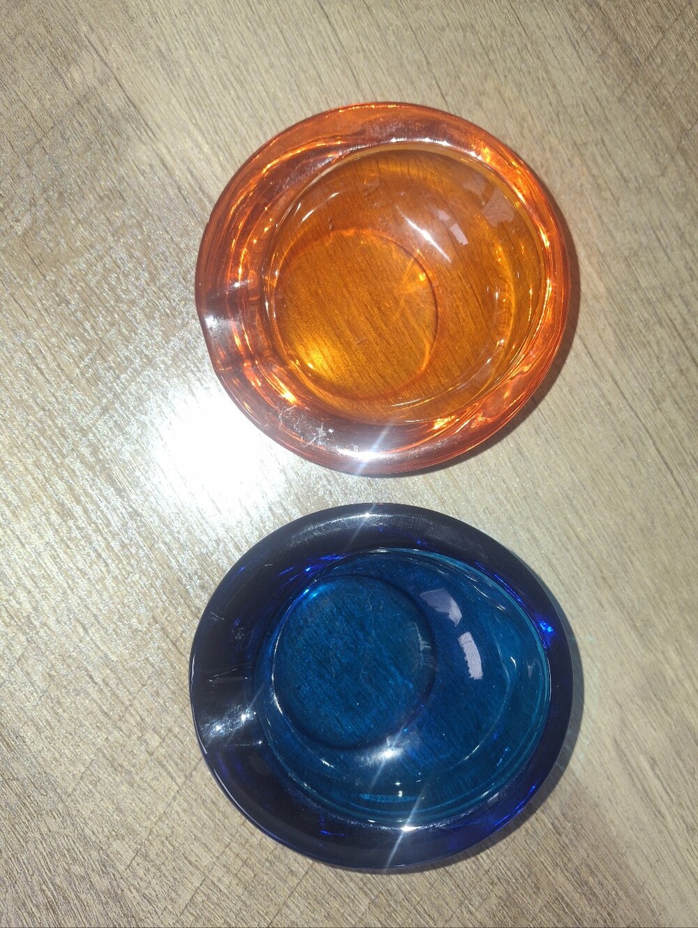 Orange and Blue Glass Accent Bowls - Home Accents Ash Trays